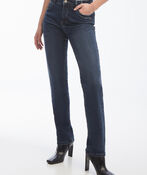 Straight-Leg Regular-Waist Elastic-Waistband Jeans, Denim, original image number 0